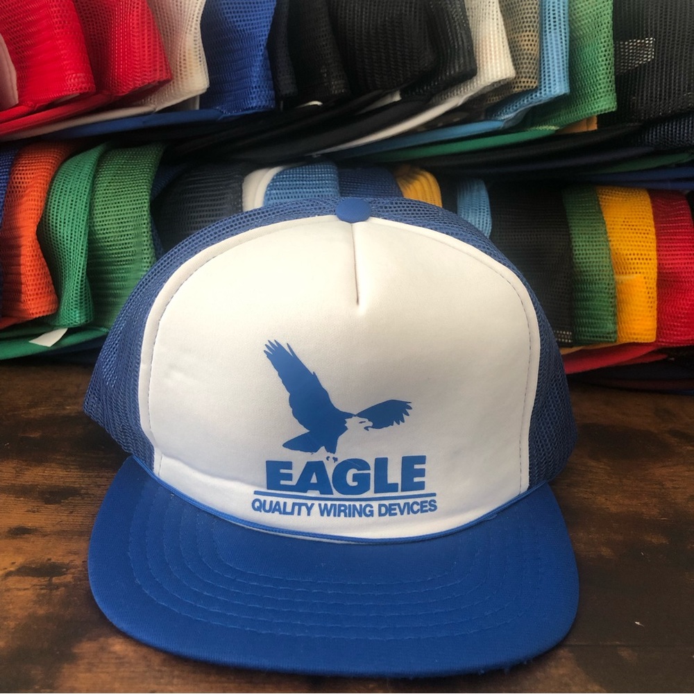 Vintage 80s Streetwear Eagle Wiring Devices rope Trucker Hat